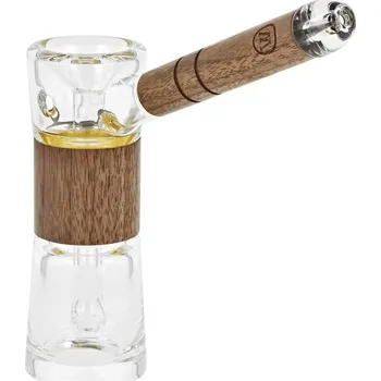 Skleněno-dřevěný Bubbler Marley Natural (Bubbler Marley Natural je hybridem skleněné dýmky a bongu, rozložitelný na 4 části. Chytrý design je základem krásného bubbleru pro časté a snadné používání.)