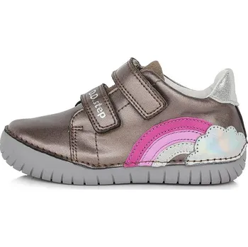 Dívčí polobotky Dívčí bronzové kožené boty D.D.step S050-321 s duhou