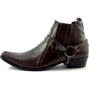 Pánská zimní obuv Selma westernové boty na motorku koně 1220 tmavě hnědá, velikost 45