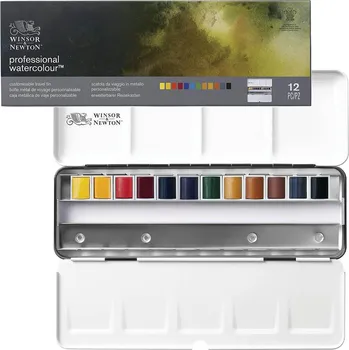Vodová barva Akvarelové barvy Winsor & Newton Professional, sada 12 ks