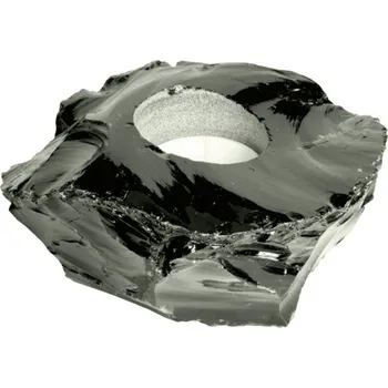 Milujeme Kameny Obsidián černý - svícen - surový kámen 69839