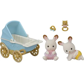 Figurka Sylvanian Families 5432 Dvojčata Chocolate králíků s kočárkem