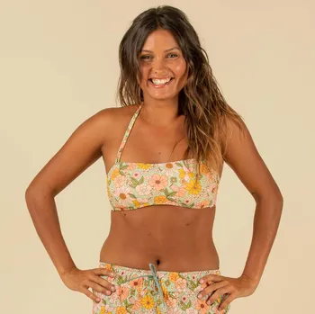 Dámské plavky OLAIAN Dámské plavky horní díl bandážový s vyjímatelnými vycpávkami Laura Vintage 75C ZELENÁ