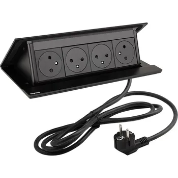 Elektrická zásuvka LEGRAND PopUp, 4x230V, elektrická zásuvka, 492661 černá matná + sleva 5% po přihlášení