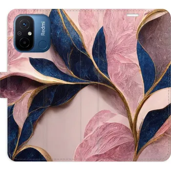 Pouzdro na mobilní telefon Flipové pouzdro iSaprio - Pink Leaves - Xiaomi Redmi 12C