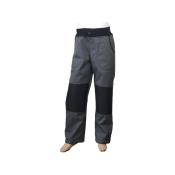 Snowboardové kalhoty Dětské softshellové kalhoty Fantom s beránkem a s cordurou - šedé velikost 128