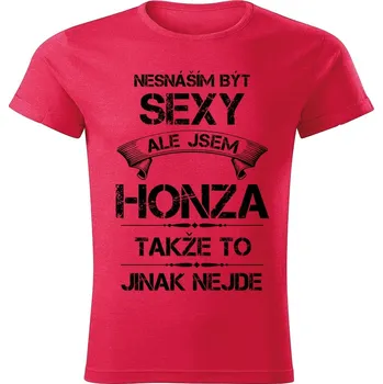 Pánské tričko tričko se jménem HONZA červený melír M