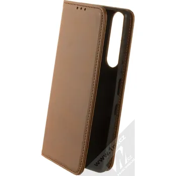 Pouzdro na mobilní telefon 1Mcz Smooth Magnetic Book flipové pouzdro pro Sony Xperia 1 III hnědá (brown)