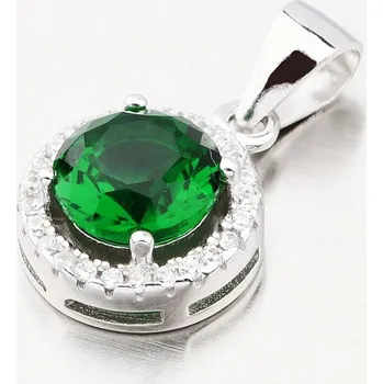 Přívěsek Dámský přívěsek stříbro 925 zirkon kulatý se zeleným zelené kameny HST-13259