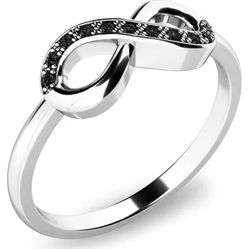 Prsten Dámský prsten bílé zlato 585 přírodní diamant 0.050 ct černé brilianty - infinity 140007B-DIA-Black velikost 45