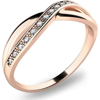 Prsten Dámský prsten přírodní diamant 0.090 ct G/SI brilianty růžové zlato 140013CV-DIA velikost 52
