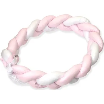 mantinel do postýlky Amy Bavlněný mantinel do postýlky cop 210 cm bílá růžová