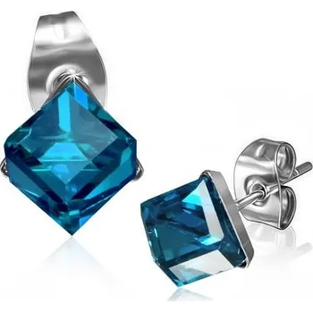 Náušnice Dámské náušnice ocel krystaly s modrým modré kameny GXRY265