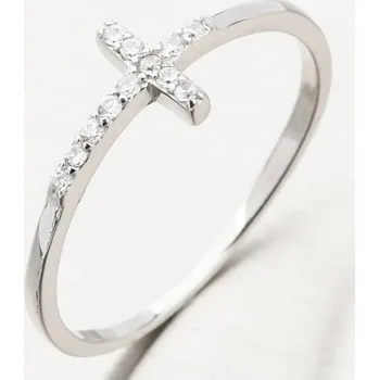 Prsten Dámský prsten stříbro 925 zirkon křížkem GST-11395 velikost 58