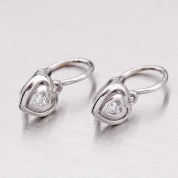 Náušnice Dětské náušničky bílé zlato 585 zirkon - srdíčka 52DN-2177BB