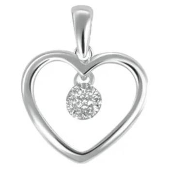 Přívěsek Dámský přívěsek bílé zlato 585/1000 přírodní diamant 0.046 ct srdce s brilianty - GKW46430