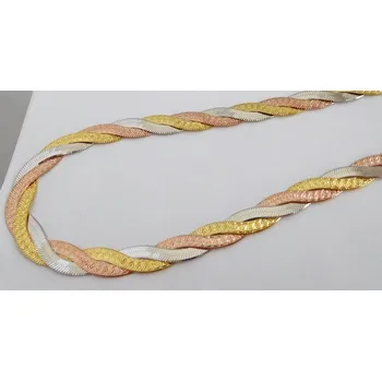 Řetízek Klenoty Budín Stříbrný pletený náhrdelník - růžové a žluté zlacení 45cm 13,87gr 0306478 (Klenoty Budín Stříbrný pletený náhrdelník - růžové a žluté zlacení 45cm 13,87gr 0306478)