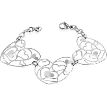 Šperk Dámský náramek ocel srdíčky GNBB593 délka 19 cm