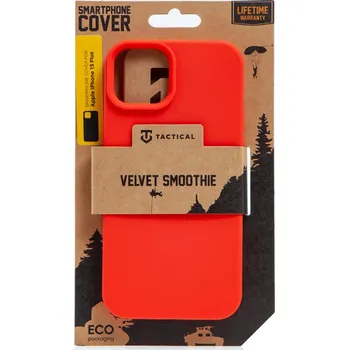 Pouzdro na mobilní telefon Kryt TACTICAL Velvet Smoothie pro Apple iPhone 15 Plus - příjemný na dotek - silikonový - chilli červený