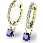 Dámské náušnice žluté zlato 585/1000 přírodní diamant 0.50 ct G/SI briliantové se safíry 10863-ZL-DIA-SAF