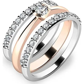 Prsten Zásnubní prsten zlato mix 585/1000 zirkon set zásnubních 10840-SET02-RB velikost 50