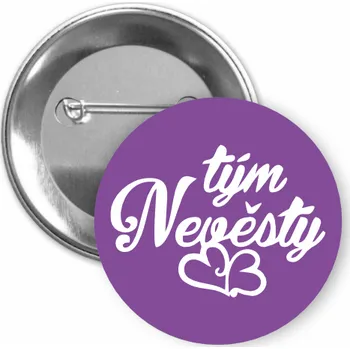 ON-DESIGN Placka s motivem Tým nevěsty 32 mm Barva: fialová, Barva potisku: bílá, Typ buttonu: špendlík