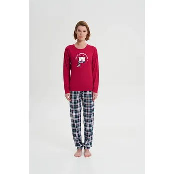 Dámské noční prádlo Vamp - Pyžamo s dlouhým rukávem 19707 - Vamp red crimson XL