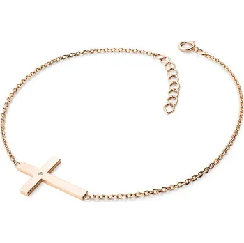 Náramek Dámský náramek žluté zlato 585/1000 přírodní diamant 0.006 ct G/SI kříž 10947-NR01-CV délka 17 cm