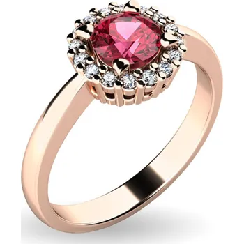 Prsten Dámský prsten přírodní diamant 0.50 ct G/SI turmalínem a brilianty 10924-CV-TUR velikost 54
