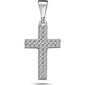 Přívěsek Lillian Vassago Zářivý přívěsek křížek se zirkony, bílé zlato LLV98-GP088W