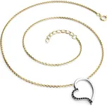 Dámský náhrdelník zlato mix 585/1000 přírodní diamant 0.082 ct srdce s černé 10948-NH01-ZLB-Black délka 42 cm