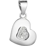 Stříbrný přívěsek srdce se srdíčkem se zirkony 14010.1