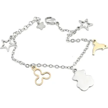 Náramek Dámský náramek ocel přívěsky GNB0164 délka 17 cm