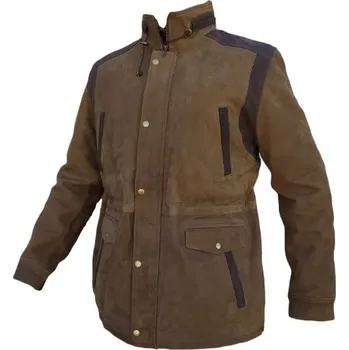 E-myslivost Lovecká kožená bunda DUO zeleno-hnědá - Velikost 58