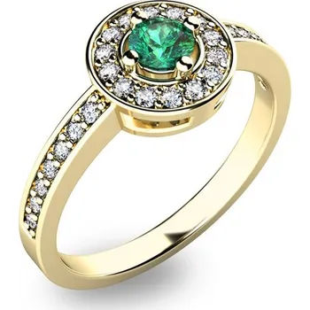 Oblečení a móda Dámský prsten žluté zlato 585/1000 přírodní diamant 0.150 ct G/SI smaragd 10802Z-SMAR velikost 61