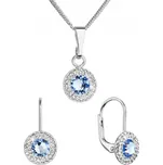 Sada šperků s krystaly Swarovski náušnice a přívěsek modré kulaté 39109.3 lt. sapphire