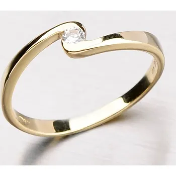 Prsten Dámský prsten žluté zlato 585 zirkon DZ1934-ZL velikost 57
