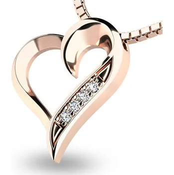Přívěsek Dámský přívěsek růžové zlato 585/1000 přírodní diamant 0.060 ct G/SI srdce 10873-CV-DIA bez řetízku