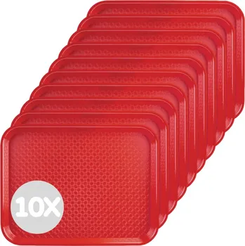 Kristallon P51010 Zvýhodněný multipack - 10x Kristallon velký tác pro rychlé občerstvení plastový červený
