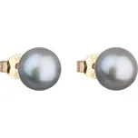 Zlaté 14 karátové náušnice pecky s šedou říční perlou 921042.3