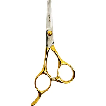 Kadeřnické nůžky TAURO PRO LINE Nůžky TPL Janita Plunge line 4,5" (11 cm) rovné - zlaté kroužky PRO LEVORUKÉ