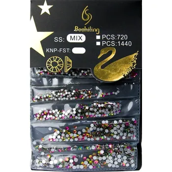 Nailee Kamínky na nehty sada C-2 růžové - 1440 ks, mix velikostí