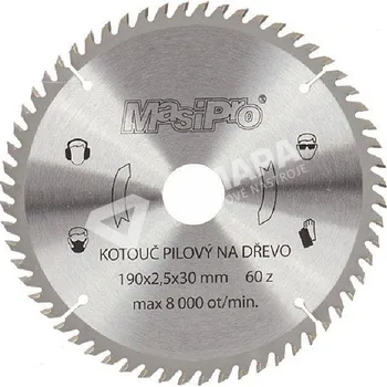 Pilový kotouč Kotouč pilový na dřevo, 190x2.5x30mm/24z/40z/60z Kotouč pilový na dřevo 24/40/60z: 60 zubů