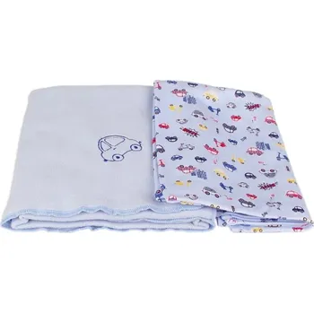 Dětská deka Kaarsgaren Sada dvou dek světlemodrá autíčka