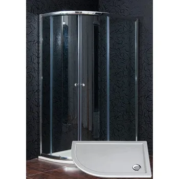 ARTTEC Sprchový kout čtvrtkruhový KLASIK 120 x 80 cm chinchilla sklo s vaničkou z litého mramoru STONE pravé provedení PAN04581