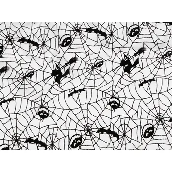 Galanterie Dekorační satén Halloween / čarodějnice, barva 1 bílá