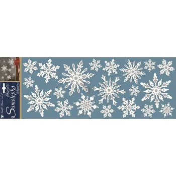 Samolepící dekorace Okenní fólie bez lepidla vánoční 10343 vločky bílé s kovovým efektem 57x20 cm