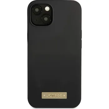 Pouzdro na mobilní telefon Guess Silicone Metal Logo MagSafe kryt pro iPhone 13 Barva: Černá