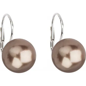 Náušnice Stříbrné náušnice visací s perlou bronzové kulaté 31144.3 bronze