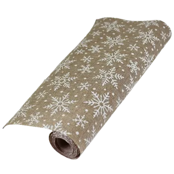 Vánoční dekorace Vánoční organza Juta natural bílé vločky š.36 cm, 5 m